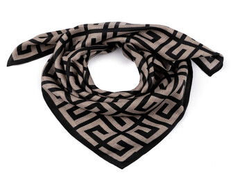 Šátek 65x65 cm - 1 ks - 3 černá béžová světlá