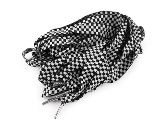 Oděvní šňůra s koncovkami do kapucí, délka 135 cm - 100 ks - černá bílá