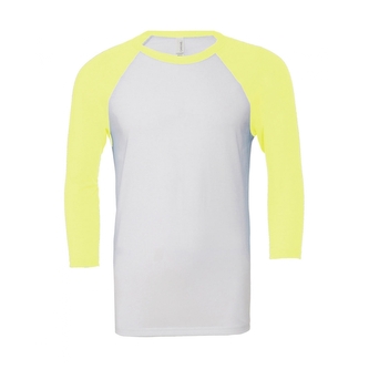 Tričko Bella Triblend Baseball 3/4 - bílé-žluté, L
