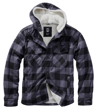 Bunda Brandit Lumberjacket Hooded - šedá-černá, 3XL