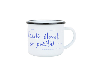 BELIS Smaltovaný hrnek 8 cm/0,35l, bílý "kostra" v krabičce