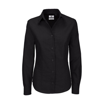 Košile dámská B&C Oxford s dlouhým rukávem - černá, 6XL