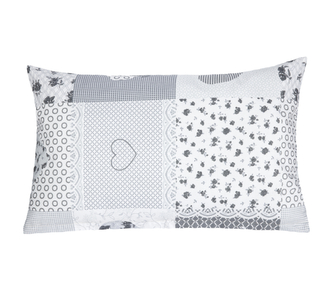 Povláček bavlna - Srdce šedá - 50x70cm na zip ( pouze povlak )