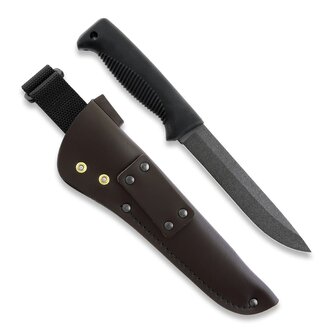 FJP056 Peltonen M95 Ranger Puukko Black Handle Leather\nbrown Sheath