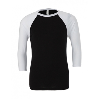 Tričko Bella Triblend Baseball 3/4 - černé-bílé, XXL