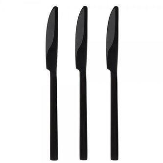 DuraHome Nůž jídelní PIANO, 3ks, lesklý, černý