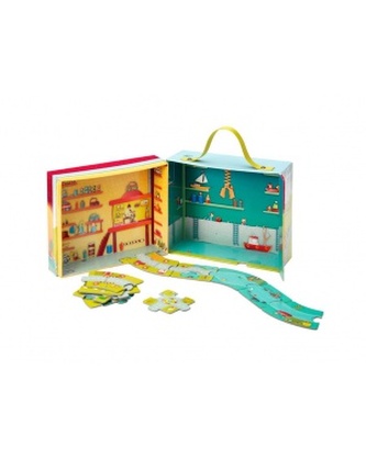 Puzzle v kufříku silnice a řeka