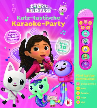 Gabby's Dollhouse - Katz-tastische Karaoke Party - Mikrofonbuch - Pappbilderbuch mit abnehmbarem Mikrofon mit 5 Stimmklängen und