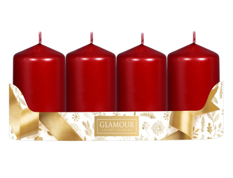 Svíčka adventní VÁLEC metalická lesklá d5x9cm 4ks