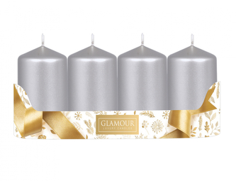 Svíčka adventní VÁLEC metalická lesklá d5x9cm 4ks