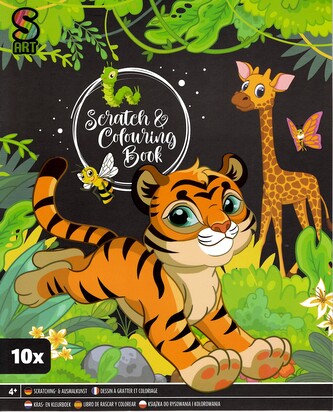 Škrabací + vymalovávací obrázky, 10 listů - tygřík