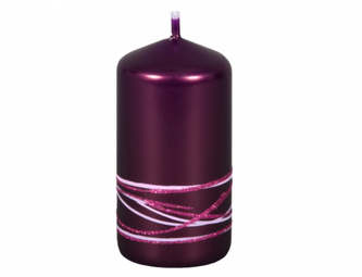Svíčka SATURN VÁLEC vánoční metalická lesklá d6x12cm