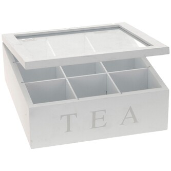Box na čaje s devíti přihrádkami, barva bílá