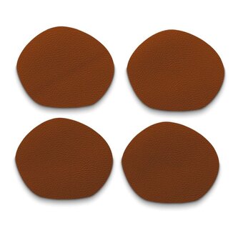 KELA Podtácky Stone PU kůže hnědá 4 kusy 12,0x10,0x0,2cm KL-12654