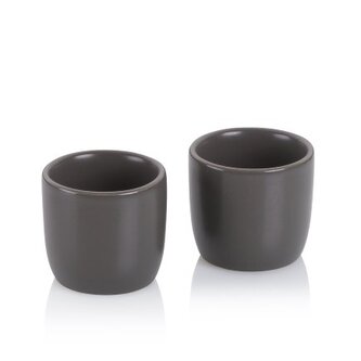 KELA Kalíšek na vejce  Bob porcelán tmavě šedá sada 2 ks 4,5cm 5,0cm KL-12119