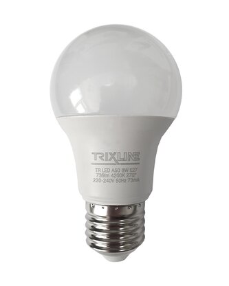 LED žárovka Trixline 8W 736lm E27 A50 neutrální bílá
