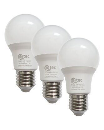 LED žárovky 10W/920lm/A60/E27 neutrální bílá 3 PACK Qtec