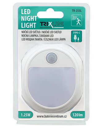 TR-255L LED noční světlo s pohybovým senzorem + USB-C Trixline