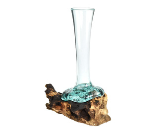 Skleněná váza na dřevě - velká - var. D