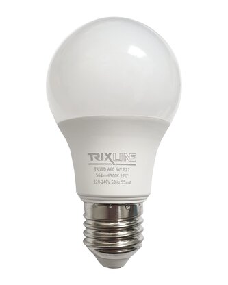LED žárovka Trixline 6W 564lm E27 A60 studená bílá