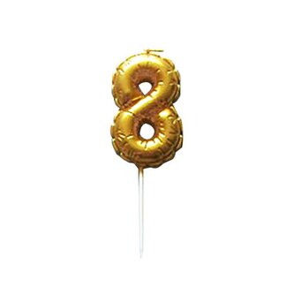SVÍČKA BALÓNEK "8" 3,7X5,9CM ZÁPICH DO DORTU ZLATÁ