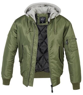 Bunda Brandit MA1 Sweat Hooded - olivová, XXL