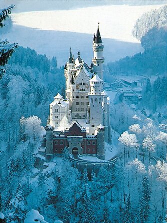 Puzzle Zámek Neuschwanstein v zimě 1500 dílků