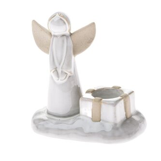 Porcelánový svícen s andělem a dárky, 6/72