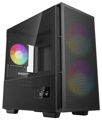DEEPCOOL skříň CH360 Digital / mATX / 140mm +120 mm fan / USB 3.0 / USB-C /  mesh panel / prosklená bočnice / černá