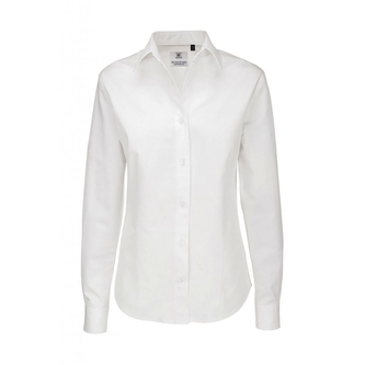 Košile dámská B&C Sharp Twill s dlouhým rukávem - bílá, 3XL
