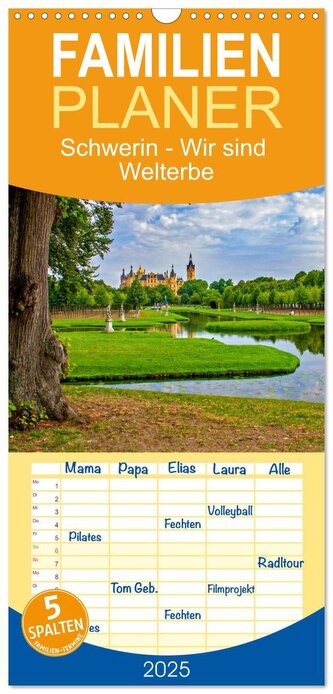 Familienplaner 2025 - Schwerin - Wir sind Welterbe mit 5 Spalten (Wandkalender, 21 x 45 cm) CALVENDO
