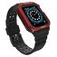 Protect Strap Band opaska z etui do Apple Watch 7 / 6 / 5 / 4 / 3 / 2 / SE (41 / 40 / 38mm) obudowa pancerny pokrowiec na zegarek czarny / czerwony