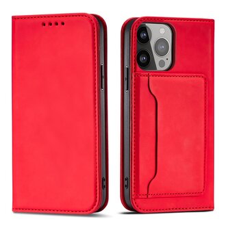 Magnet Card Case etui Samsung Galaxy S23 Ultra pokrowiec z klapką portfel podstawka czerwone Magnet Card Case etui Samsung Galaxy S23 Ultra pokrowiec z klapką portfel podstawka czerwone
