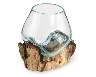 Skleněná nádoba na dřevě - malá - var. P Skleněná nádoba na dřevě - malá - var. P