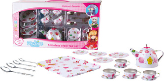 Plechová čajová sada s příslušenstvím 19 ks