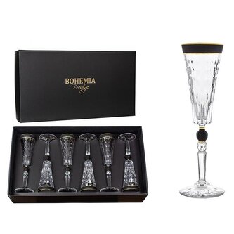 sklen. 170ml, 6ks, BOHEMIA PR. šampus, CONTE MODERN černá, DB, šampus
