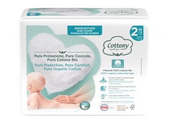 Cottony jednorázové dětské pleny z bio bavlny č.2  (3-6 kg) - 38 ks velikost balení: karton