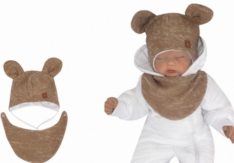 Z&Z Dvouvrstvá pletená čepice na zavazování s šátkem 2v1, Méďa - hnědá, vel. 68; 68 (3-6m) Z&Z Dvouvrstvá pletená čepice na zavazování s šátkem 2v1, Méďa - hnědá, vel. 68; 68 (3-6m)