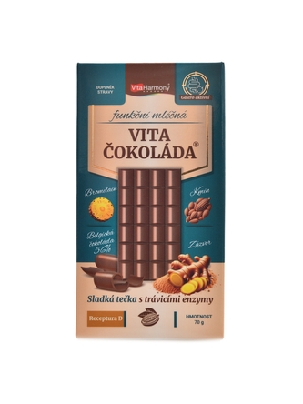 VitaHarmony - VitaČokoláda funkční mléčná 70g receptura D - bromelain kmín zázvor
