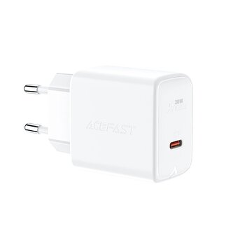 Acefast ładowarka sieciowa GaN USB Typ C 30W, PD, QC 3.0, AFC, FCP biały (A21 white) Acefast ładowarka sieciowa GaN USB Typ C 30W, PD, QC 3.0, AFC, FCP biały (A21 white)