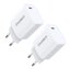 Choetech zestaw ładowarek sieciowych Q5004 20W PD iPhone 12/13 biały (2szt.)