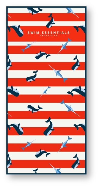 Plážový uterák 135 x 65 cm Veľryby