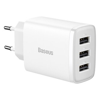 Baseus Compact ładowarka sieciowa 3x USB 17W biały (CCXJ020102)