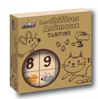 Dřevěná razítka zvířátka a čísla 15 ks