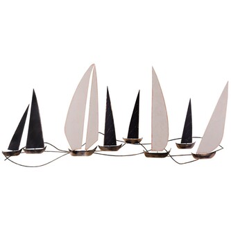 Nástěnná kovová dekorace Lodě 117x52 cm vícebarevná