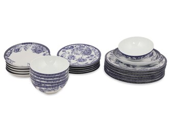 Porcelánová sada 24 ks talířů Folclore bílá/modrá