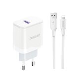 Ładowarka Dudao A20EU sieciowa USB-A 18W - biała + kabel USB-A - Lightning