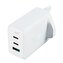 Acefast ładowarka GaN 65W 3 porty (1xUSB, 2xUSB C PD) wtyczka UK biała (A44)