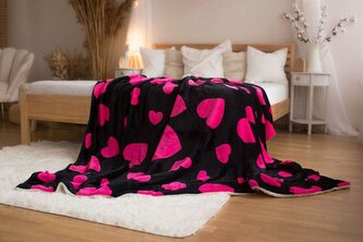 JERRY FABRICS Deka mikroplyš s beránkem Srdce  Polyester, 140/200 cm
