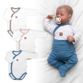Rostoucí výhodná sada, 3x Body zap. bokem Nature - modrá/béžová/taupe, vel. 56/62; 56/62 (0-3m)